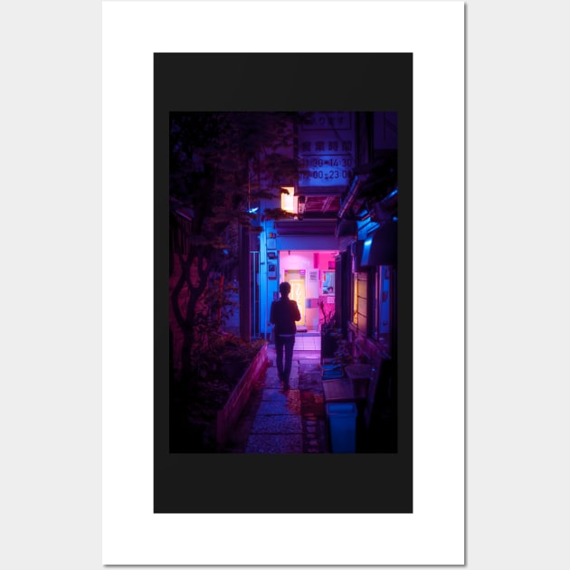 Walking alone in the narrow alleyway of Tokyo Wall Art by TokyoLuv